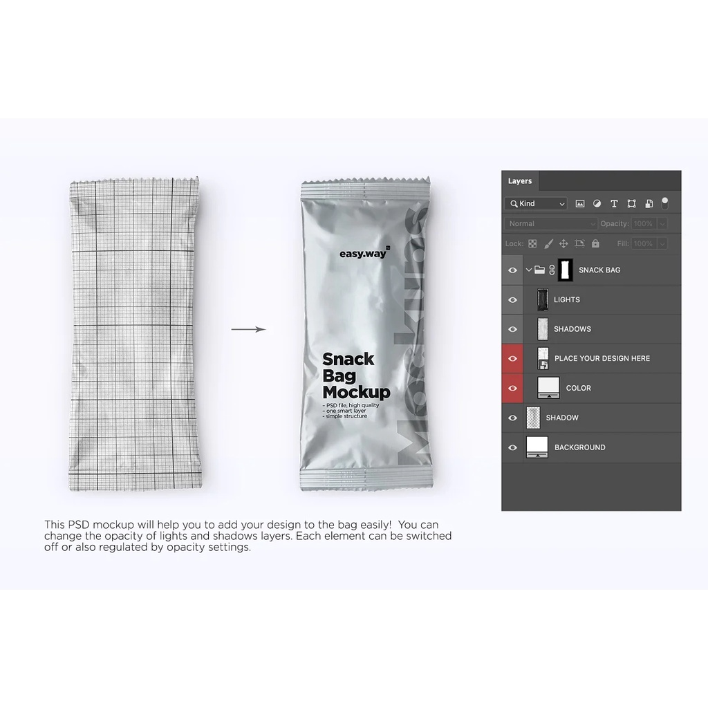 Metallized Snack Bag Psd Mockup