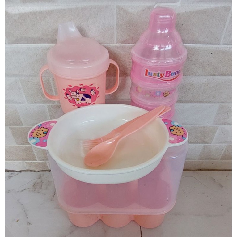 Tempat Makan Bayi/ Feeding Baby/ Tempat makanMPAsi bayi/ Botol minum bayi/ Paket komplit alat makan bayi-other