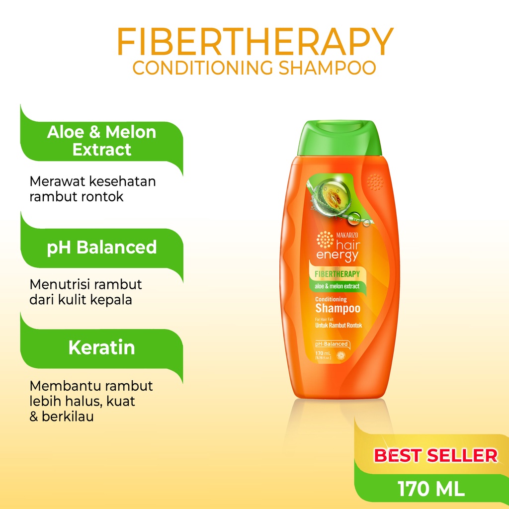 PAKET ISI 2 - Makarizo Hair Energy Fibertherapy Conditioning Shampoo Aloe & Melon 170mL-1