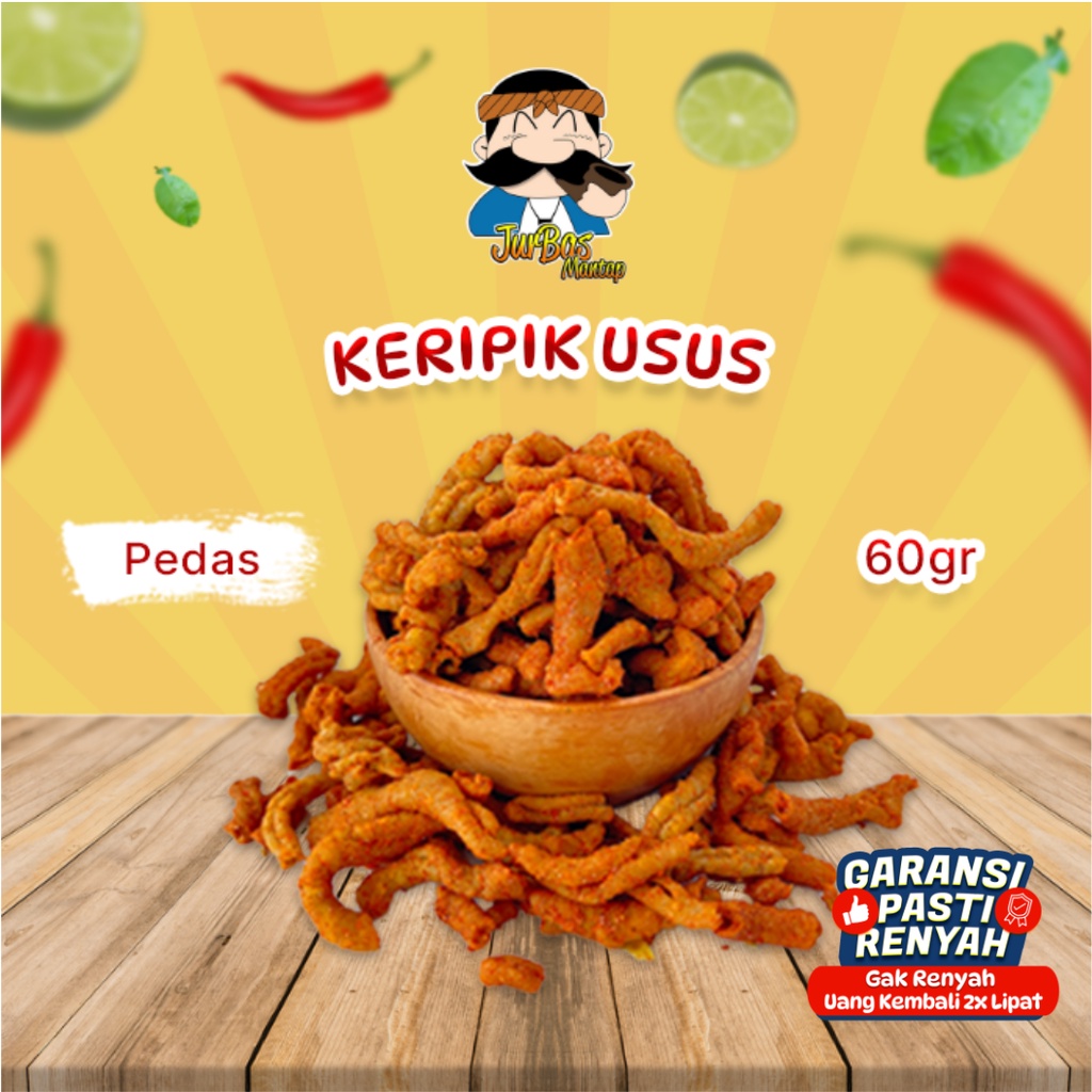 

Keripik Usus 60 gram Pedas