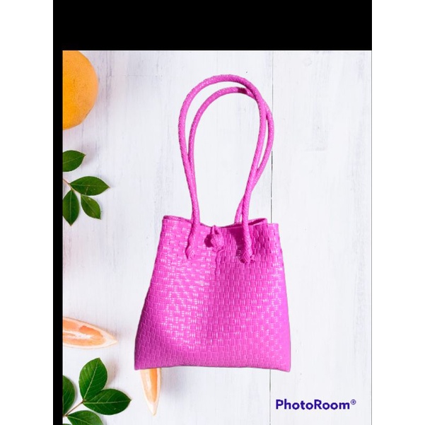 Tas Anyaman Plastik Original Jali Pastel Pink Fanta / Tas Wanita / Tas Kuliah Size M 28 x 14 x 26 cm