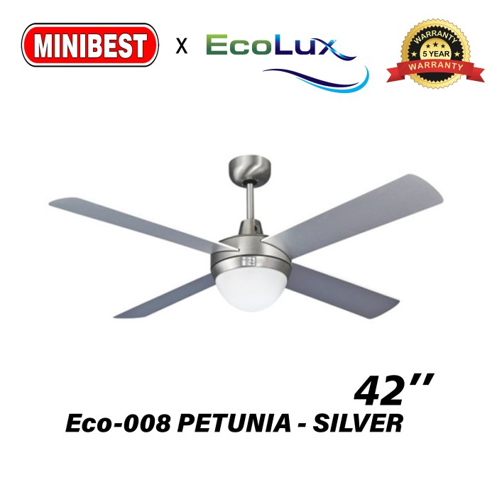 MB Kipas Angin Lampu Gantung Ecolux tipe Eco-008 PETUNIA - SILVER