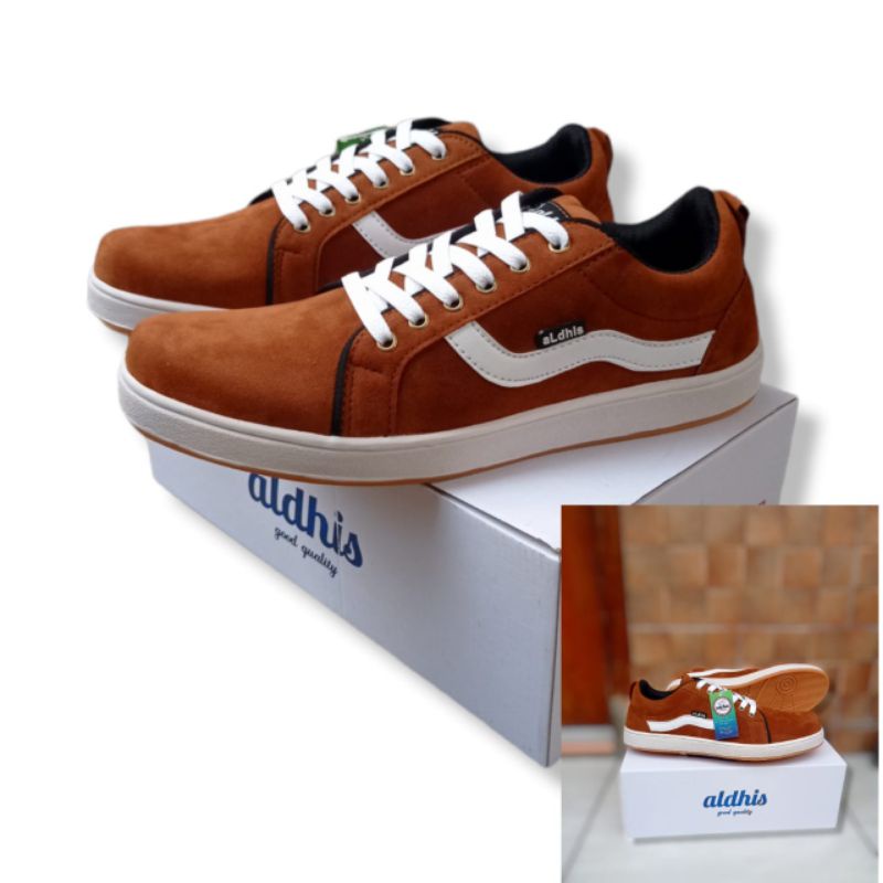 SEPATU VANS/ALDHIS SEKOLAH KASUAL COKLAT PRIA CUCI GUDANG