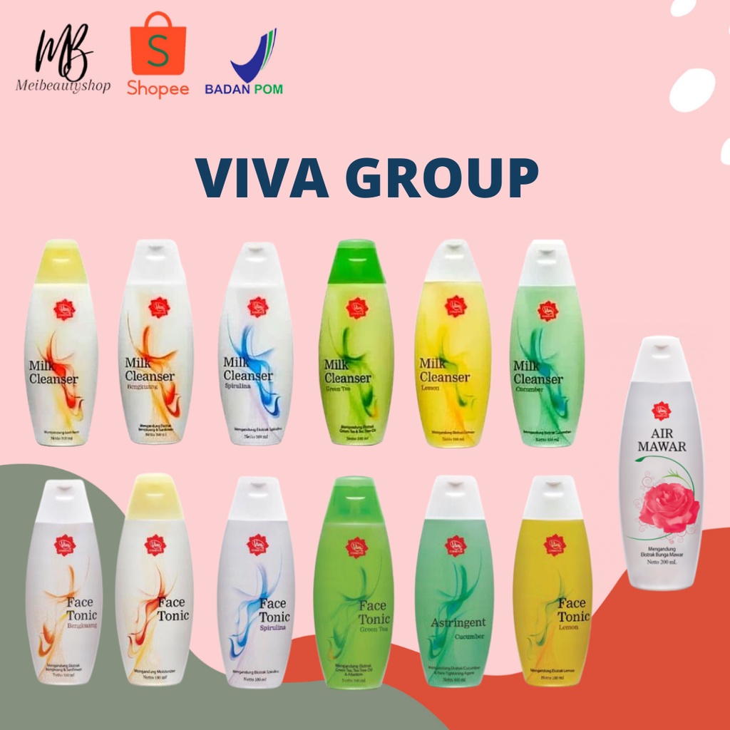 VIVA Milk Cleanser dan Face Tonic 100mL Air Mawar ( susu pembersih toner penyegar )