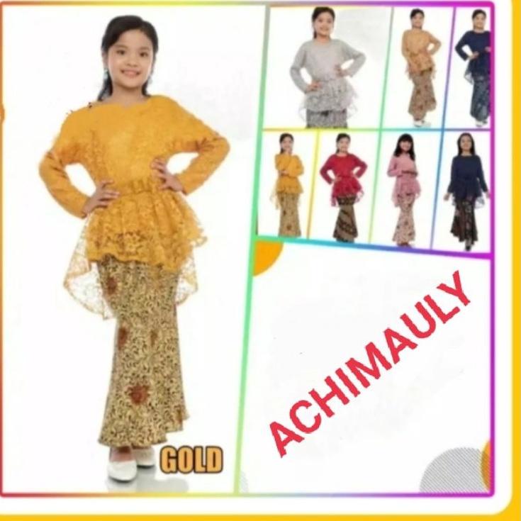 HZLG SETELAN BAJU KEBAYA BROKAT ANAK PEREMPUAN/ KEBAYA GOTIK ANAK .. BUAT UMUR 4,5,6,7,8,9,10,11,12 