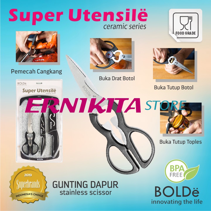 BOLDe CUTTING BOARD 4 IN 1 - Super Utensil Ceramic Series 1 Talenan 1 Gunting 2 Pisau Dapur