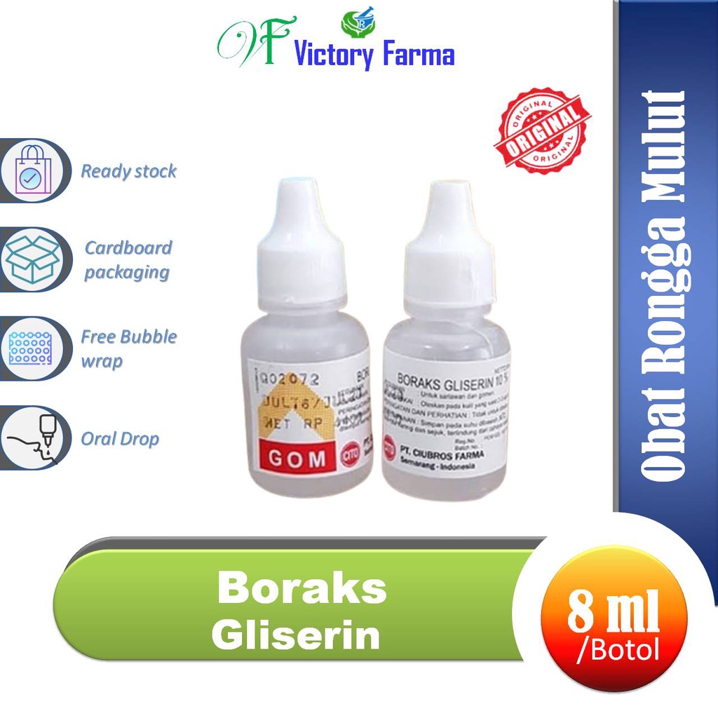 Boraks Gliserin 8 ml/ obat rongga mulut/bibir kering/sariawan
