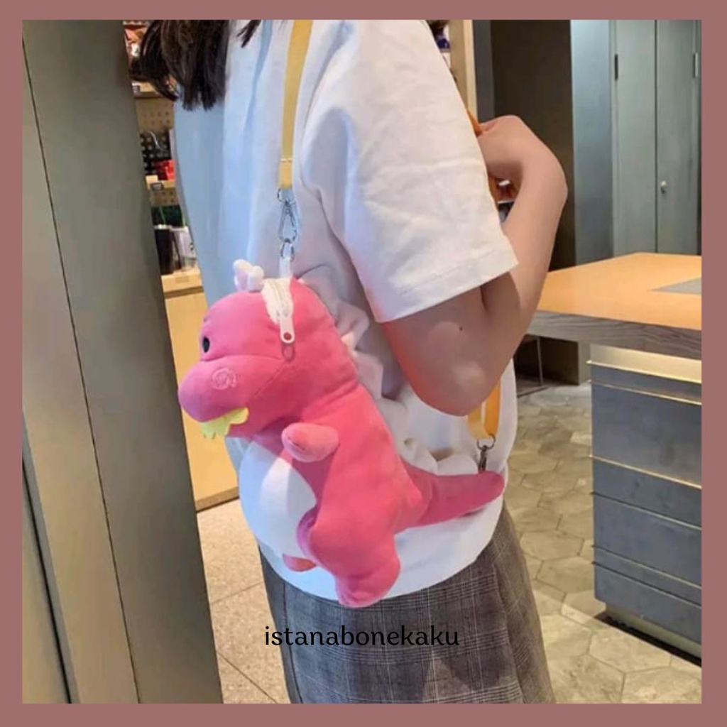 TAS DINOSAURUS Boneka SELEMPANG Kartun BAHAN PLUSH Yelvo Halus Bag TAS DINO Jepang Korea Lucu Imut Gemoy Banget