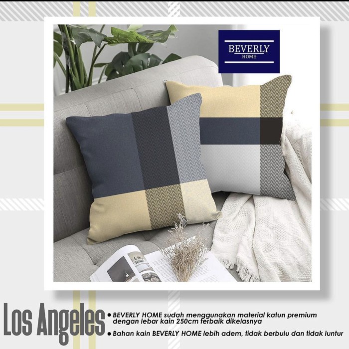 Paket sarung bantal sofa plus bantal uk 40x40 motif chicago kotak