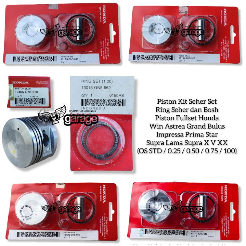 Piston Kit Seher Set Ring Seher Bosh Piston Fullset Honda Win Astrea Grand Bulus Impressa Prima Star