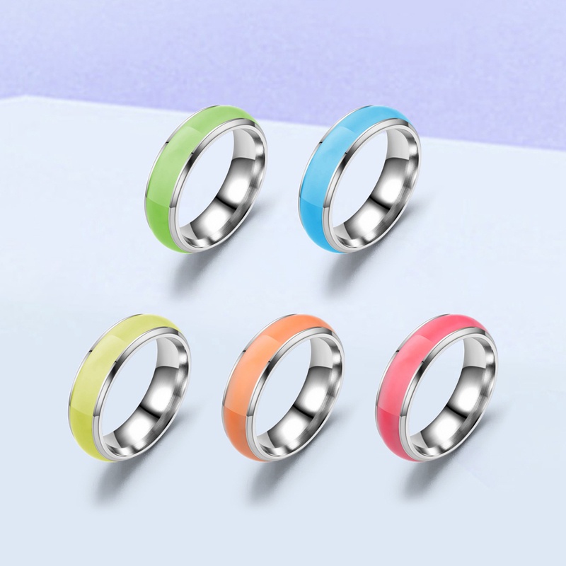 Cincin Luminous Bahan Stainless Steel Untuk Pria Dan Wanita