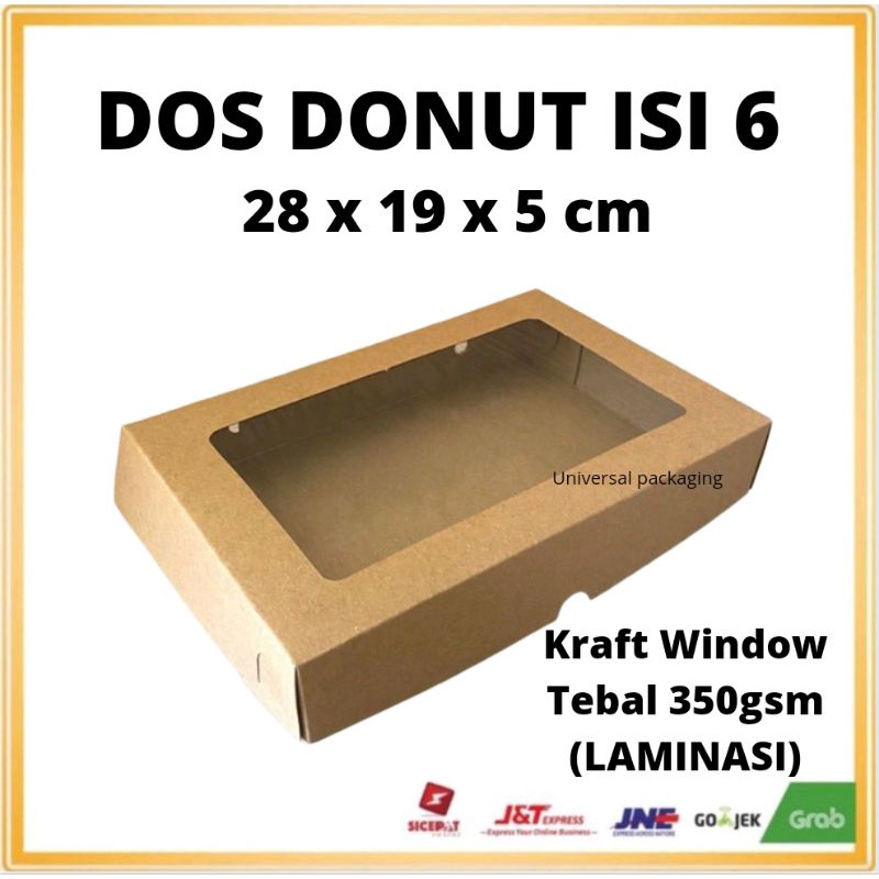 

Dos KRAFT DONUT LAMINASI ISI 6 | Kue Donat isi 6 Window Laminasi