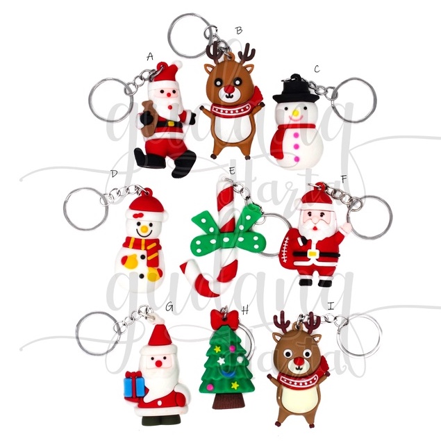 Gantungan Kunci Natal Murmer Keychain Deer Santa Snowman Socks Tree Christmas GH 302026