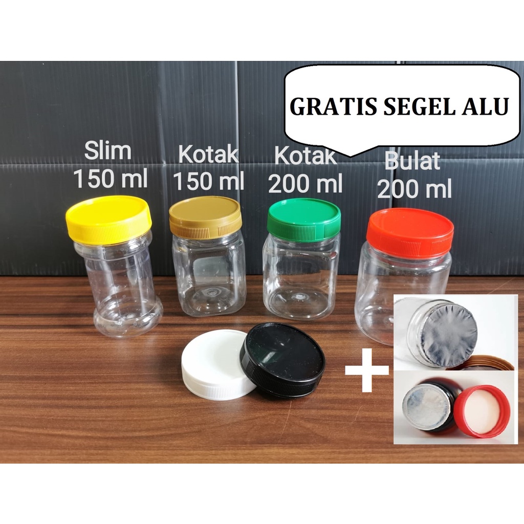 GRATIS SEGEL Alu Foil Toples -&gt; UNTUK Sambal Bumbu Bawang yg | HIGIENIS | TAHAN LAMA |Anti KUMAN BAKTERI | Toples Plastik 150 150ml 200 200ML SLIM Ring KOTAK BULAT