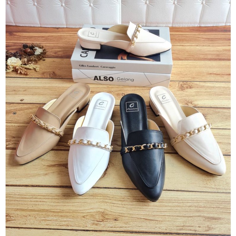 ABBUSHOES AG 10 sendal bapau rantai mules 3cm