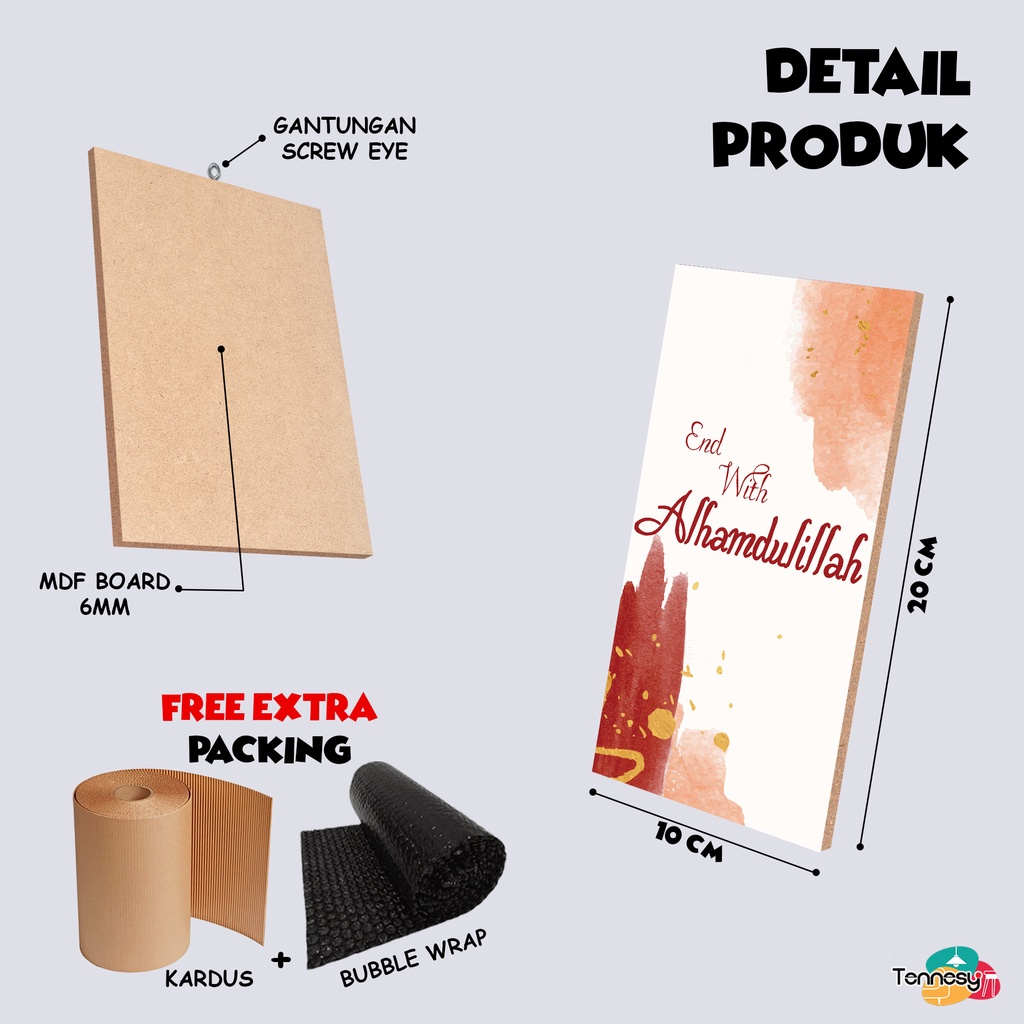 TENNESY HIASAN DINDING SEMANGAT ISLAMI 10x20CM PAJANGAN KAYU WALL DECOR POSTER DEKORASI DINDING KAMAR TIDUR RUMAH