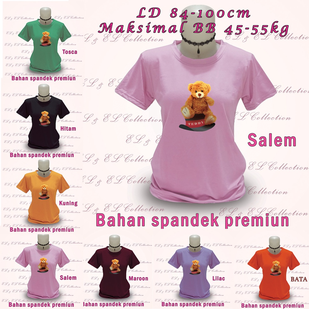 Kaos atasan wanita distro kasual basic baju cewek kekinian oneck hat bear terdapat 3 ukuran Ld 84-10