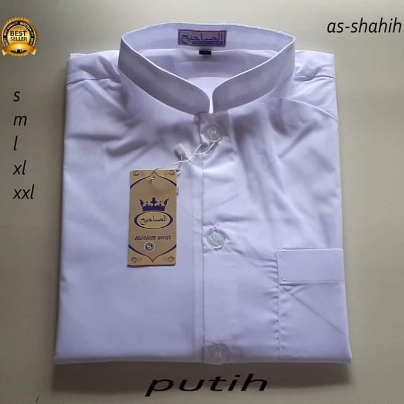 As Shahih polos Lengan panjang Saku Samping Bahan Mengkilap kokoh Haibah Habaib Habib Ammu original 