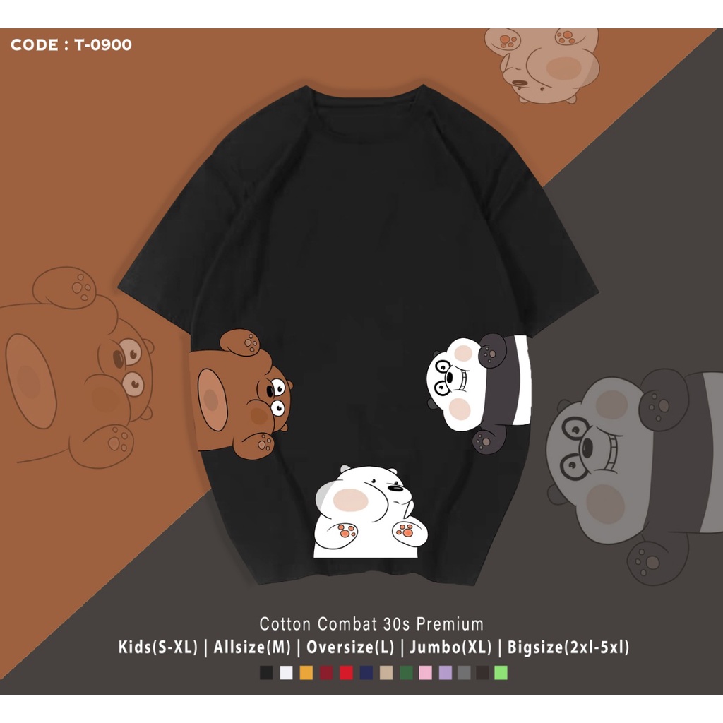 T-SHIRT / KAOS TRIPEL CUTE BEAR / TERMURAH BAJU KAOS / ATASAN UNISEX / TERIMA CUSTOM GAMBAR
