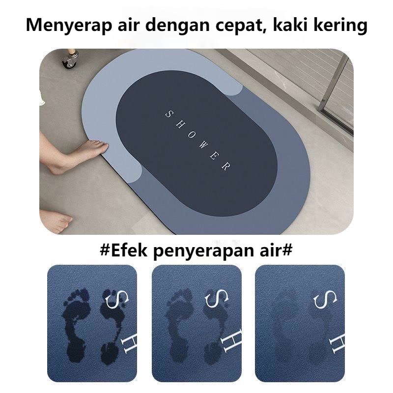 Keset Diatomite Oval/Kotak /Keset kaki Anti Slip/Anti Bau Nyerap Air/Keset Batu kamar mandi/Anti Bakteri~KESET