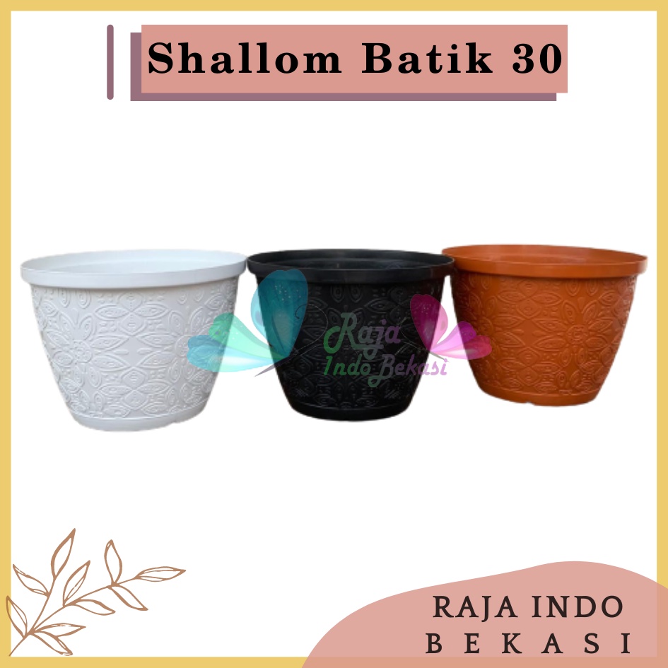 Pot Shallom Batik 30 Putih Hitam Merah BataTerracota Terracotta Merah Coklat Pot Bunga Motif Batik Timbul Pot Bunga Besar Murah Tebal Bagus Bukan Pot Shallom Glory Glori 30 35 40