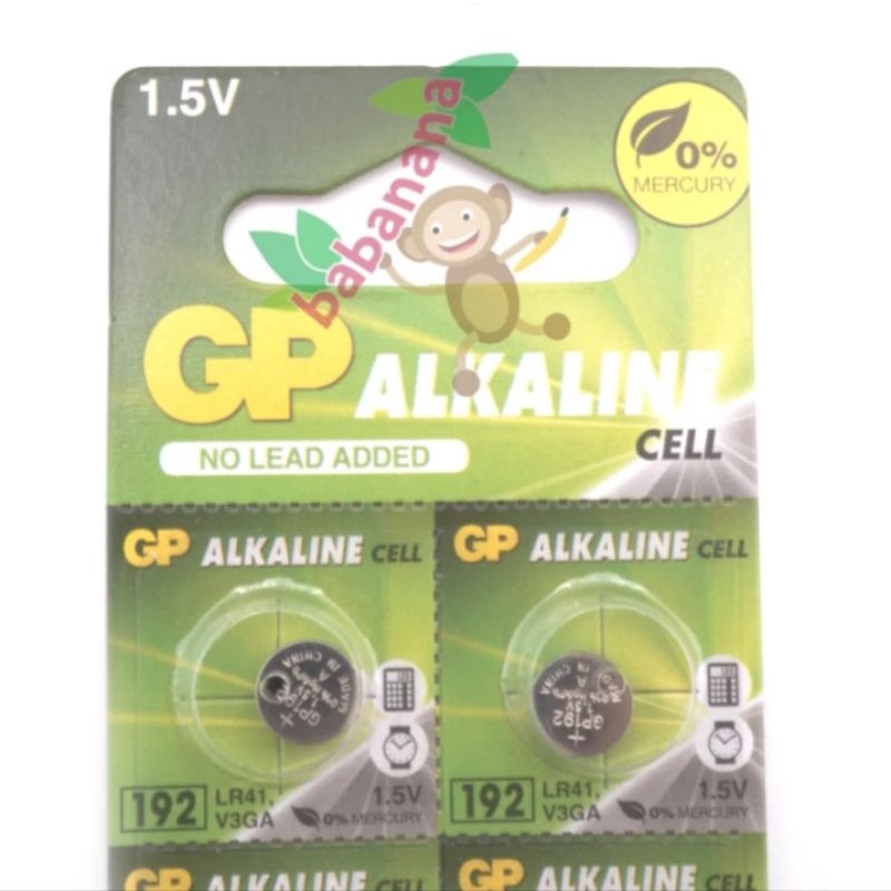 Baterai GP ALKALINE 192 LR41 V3GA battery kancing button remote jam