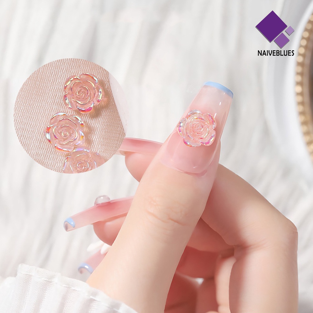 1 Kantong Ornamen Kuku Bentuk Bunga Warna-Warni Bahan Resin Tahan Air Untuk Dekorasi Manicure