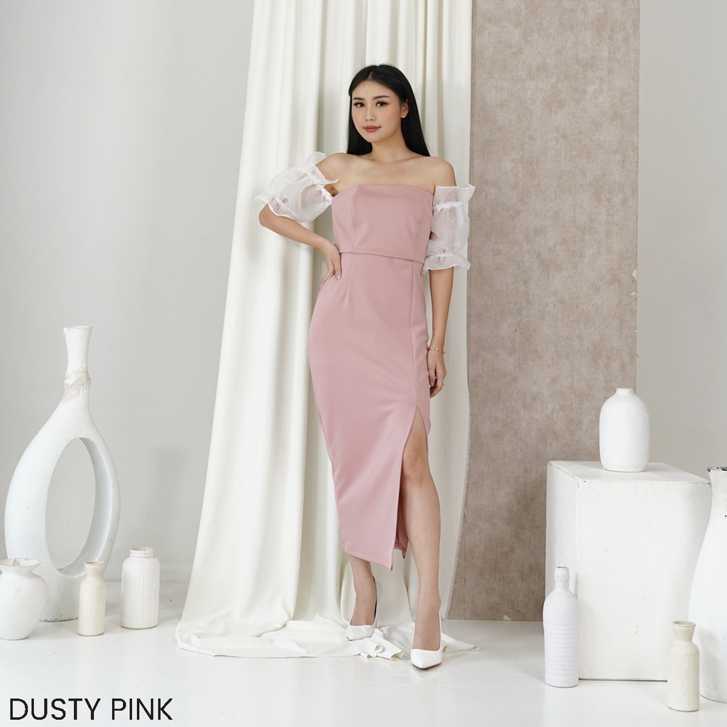 Dress Panjang Slit Frederica Dres Korean Wanita Party Casual