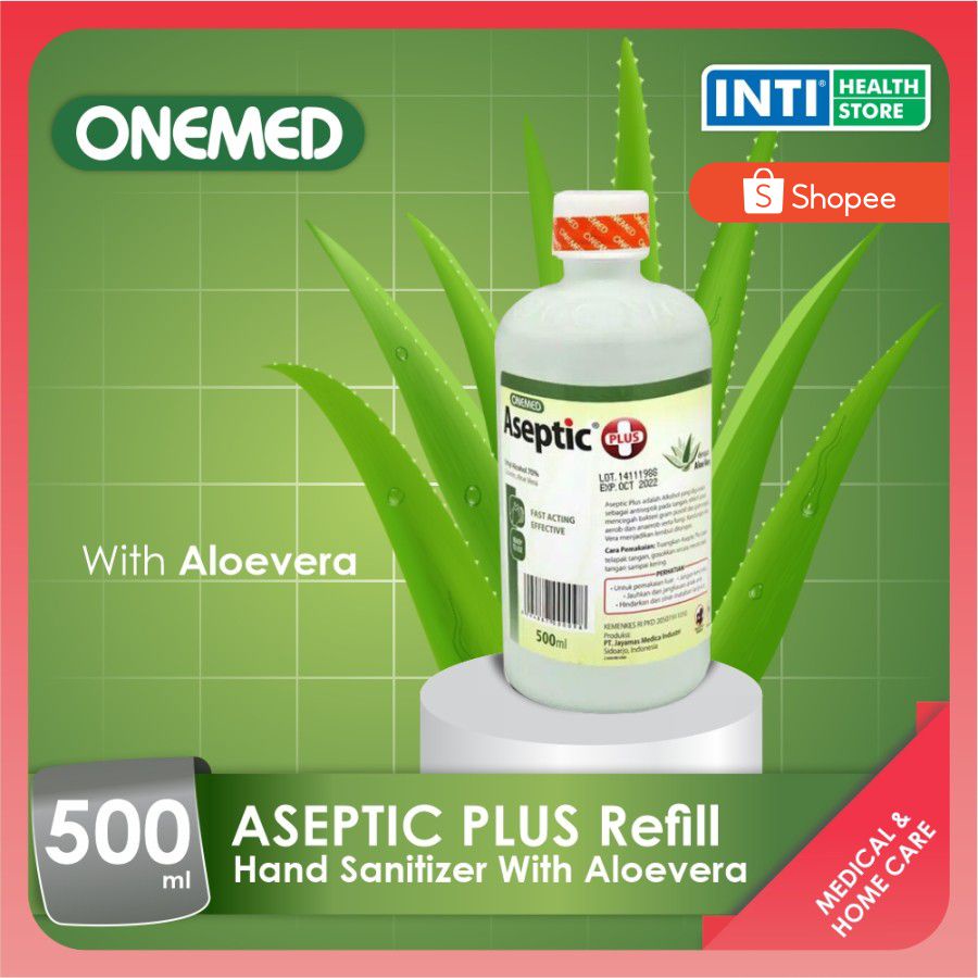 Onemed | Aseptic Plus Refill With Aloevera | Hand Sanitizer 500 ml