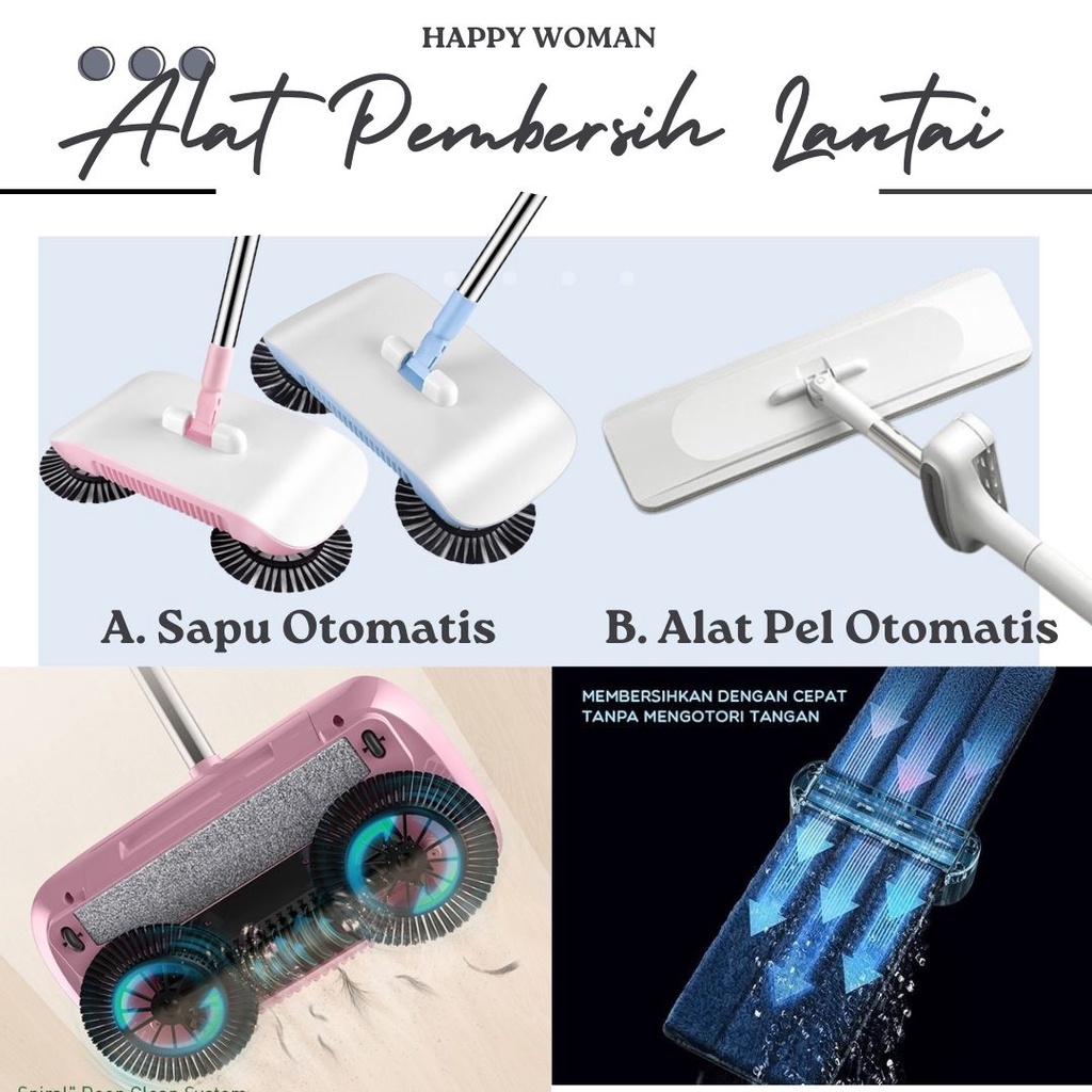 Sapu Otomatis Alat Pel Lantai Otomatis M2 Clear Mop Alat Pel Praktis Kain Refill Pel Refill Kain Sapu Ultra Broom Sapu Dorong Pembersih Lantai Pembersih Debu