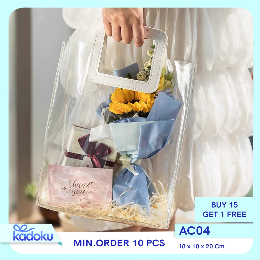 

Tas mika PVC / Tas mika ransparan / Goodiebag transparan / Souvenir mika transparan I AC04