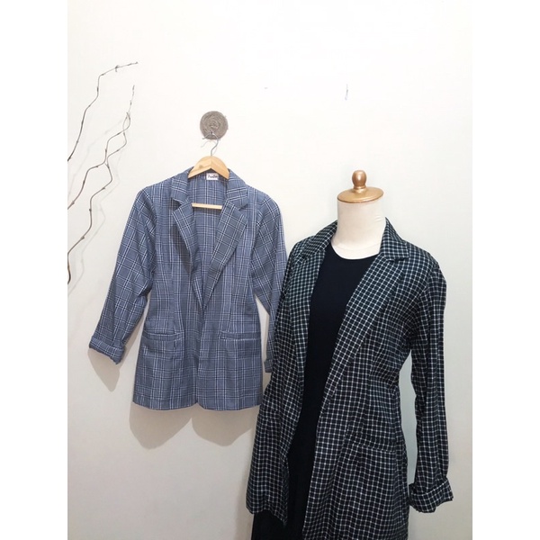 Fustaan blazer jas wanita kotak kotak