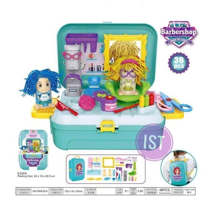 Toys Mainan Anak Dough And Carry Hair Salon Barbershop Back Pack 8314 8743