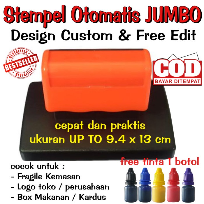 

STEMPEL OTOMATIS JUMBO / STEMPEL KARDUS / STEMPEL FRAGILE gratis tinta - tambah warna