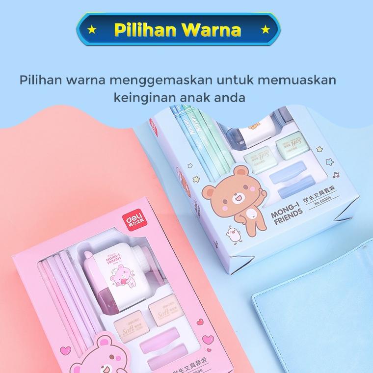 

[KODE PRODUK RPWJK6955] Deli Stationery set 4 in 1 rautan pensil 12pcs pensil 2 penghapus dan 2 penutup pena 68896