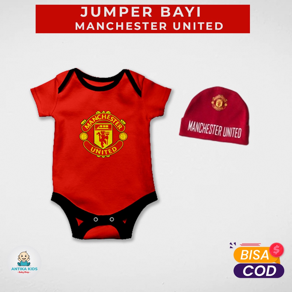 Baju Jumper Bayi Laki Laki Perempuan Newborn Murah Karakter Bola Manchester United Umur 0-12 Bulan