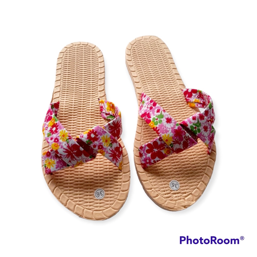 Sandal Slop Wanita Dewasa Motif Bunga