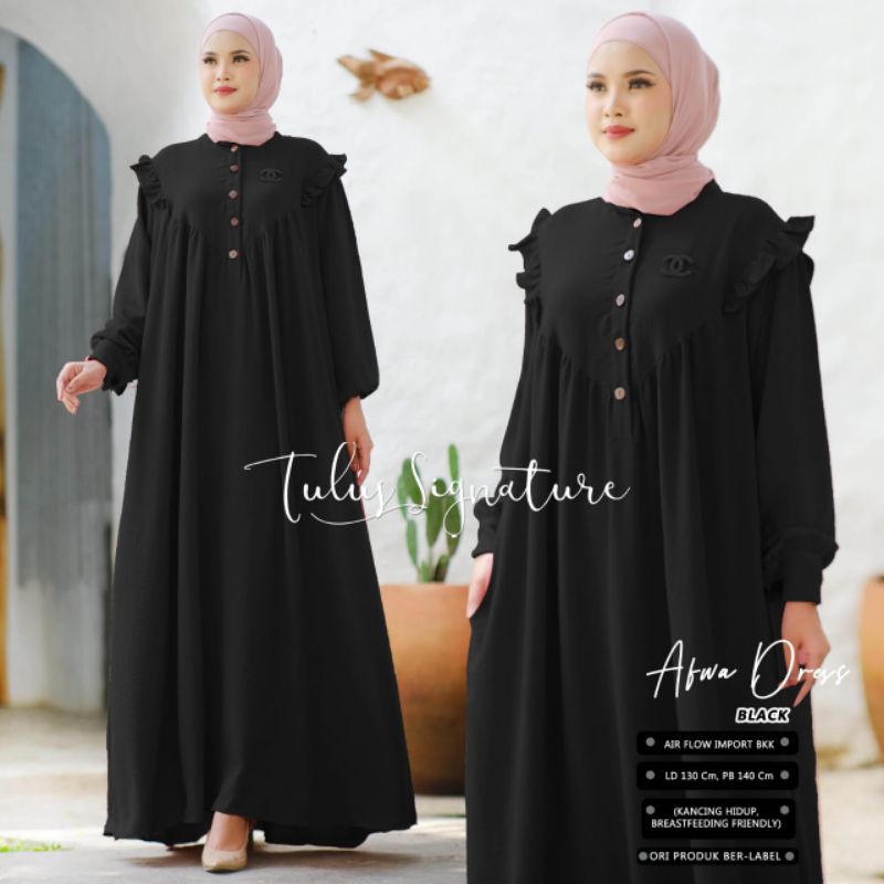 AFWA DRES // GAMIS JUMBO // GAMIS WANITA POLOS // AIR FLOW IMPORT LD 130 // KANCING AKTIF ORI TULUS 
