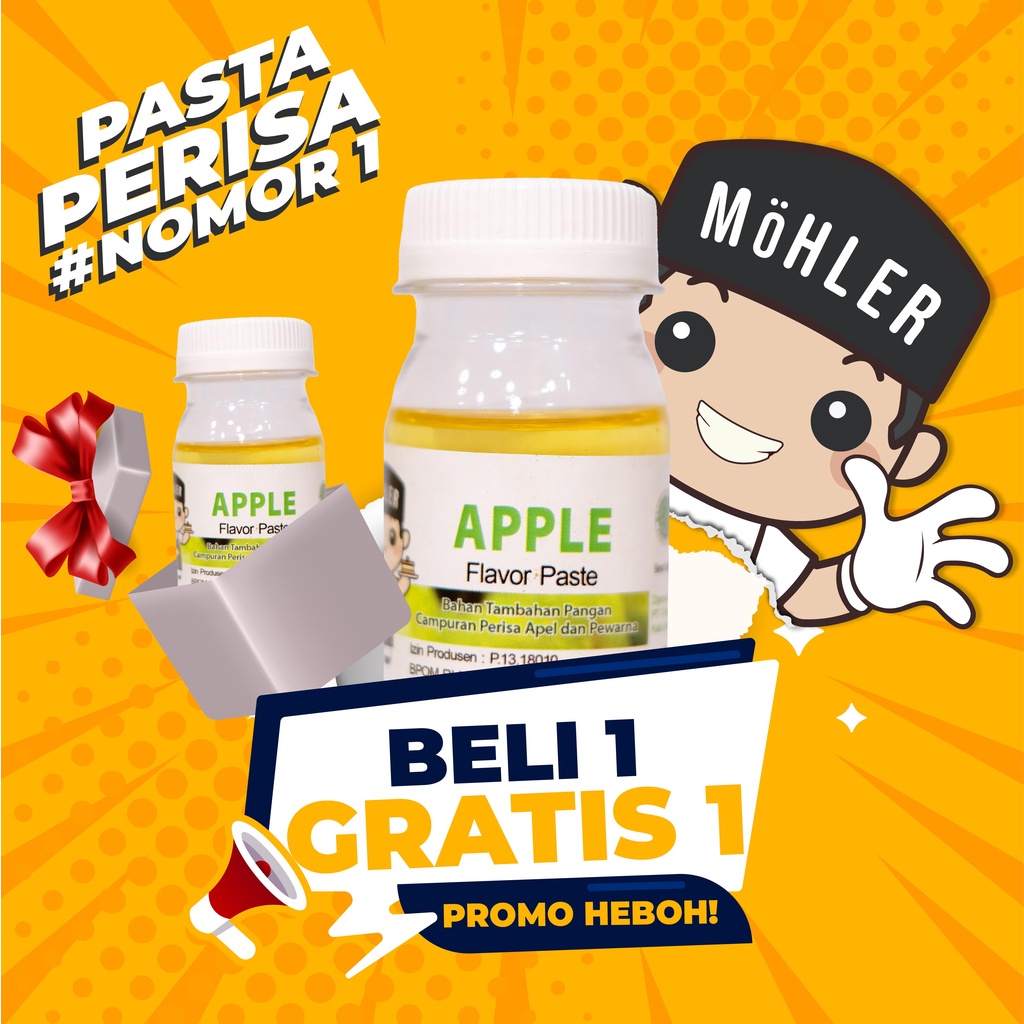 MOHLER Pasta perisa pewarna APEL / APPLE (KLIK KOMBO HEMAT UNTUK BELI 1 GRATIS 1)