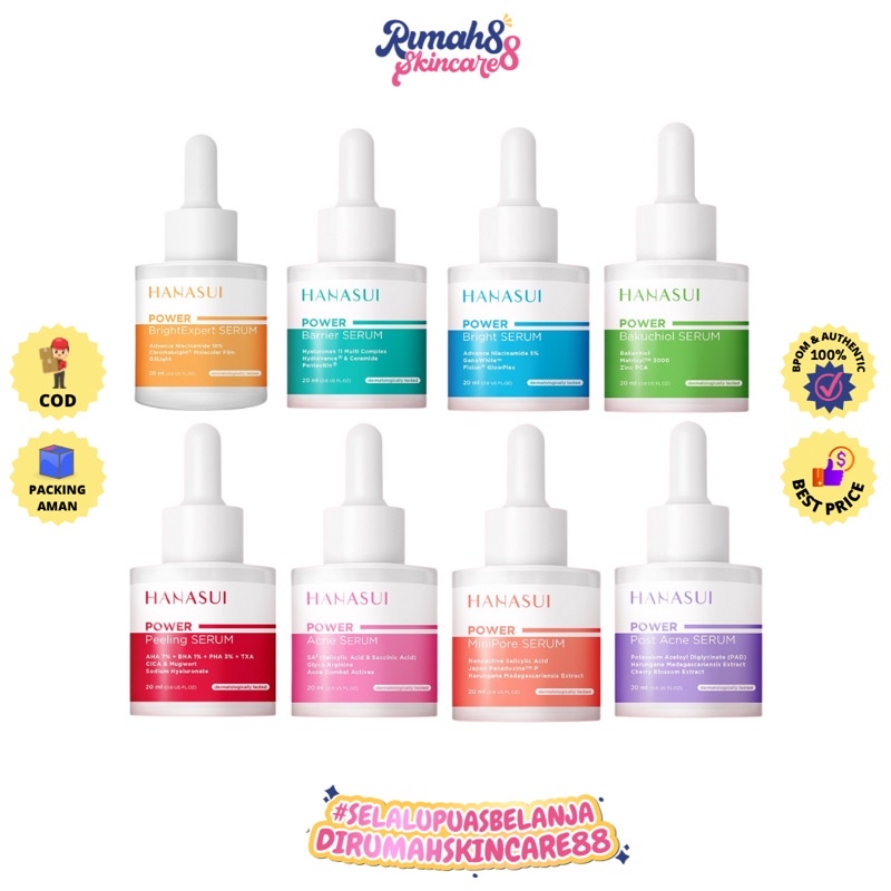 HANASUI Power Serum Series 20ml - Bright Serum | Barrier | MiniPore | Post Acne | Acne Serum | Peeling | Bakuchiol | BrightExpert