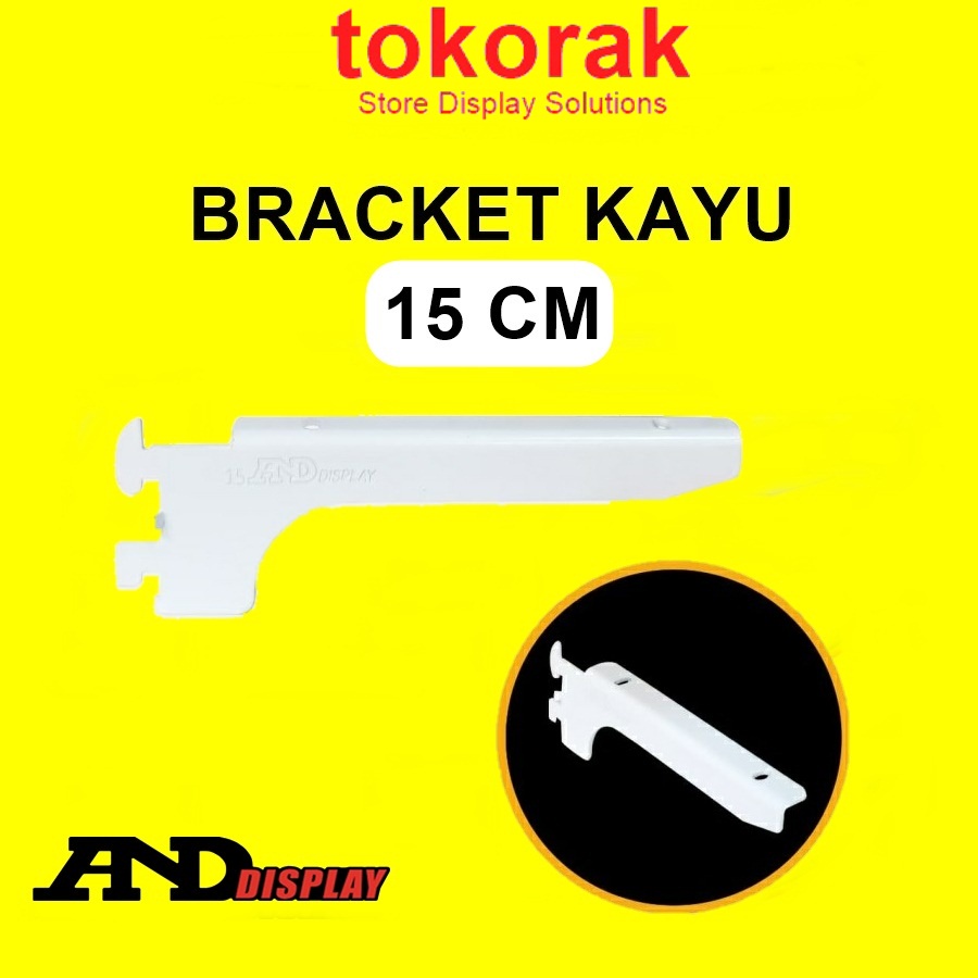 DAUN AMBALAN BRACKET KAYU 15 CM PUTIH PENYANGGA RAK BRAKET ANDDISPLAY