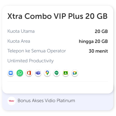 XL XTRA COMBO BARU  VIP & PLUS 10GB 20GB DATA INTERNET  28 hari KUOTA PAKET