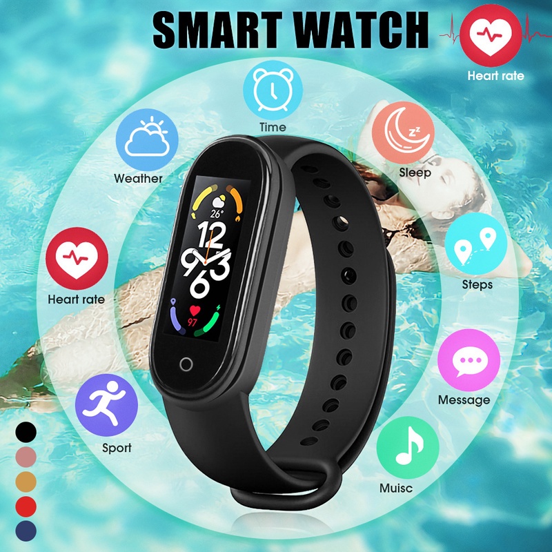 Ukuran kecil✅ M7 Smart Watch Men Fitness Tracker Heart Rate Monitor M7 Smart Women Fitness Bracelet For Mobile Phone Mi Band M7