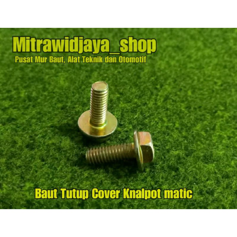 Baut tutup knalpot matic vario beat scoopy Nmax PCX Lexi baut flange galvanis kuning baut chrom kuni