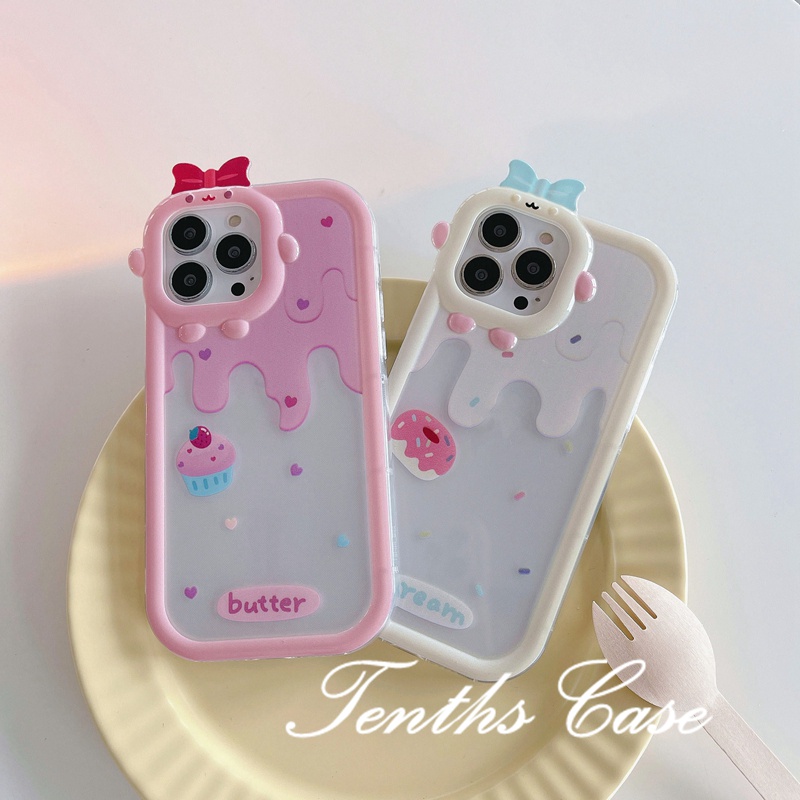 Oppo A78 A17 A17k A57 A77 A77s A16 A16s A15 A15s A74 A54 A95 A94 A3s A12e A5 A9 2020 Reno 7Z 6 5F Putih Pink Kue Dessert Phone Case Soft Cover Pelindung