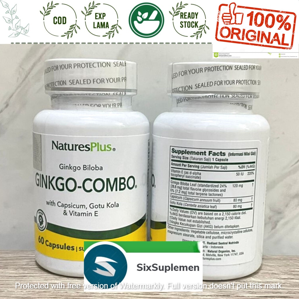 Nature's Natures Plus Ginkgo Combo Biloba Ginko Vit E isi 60