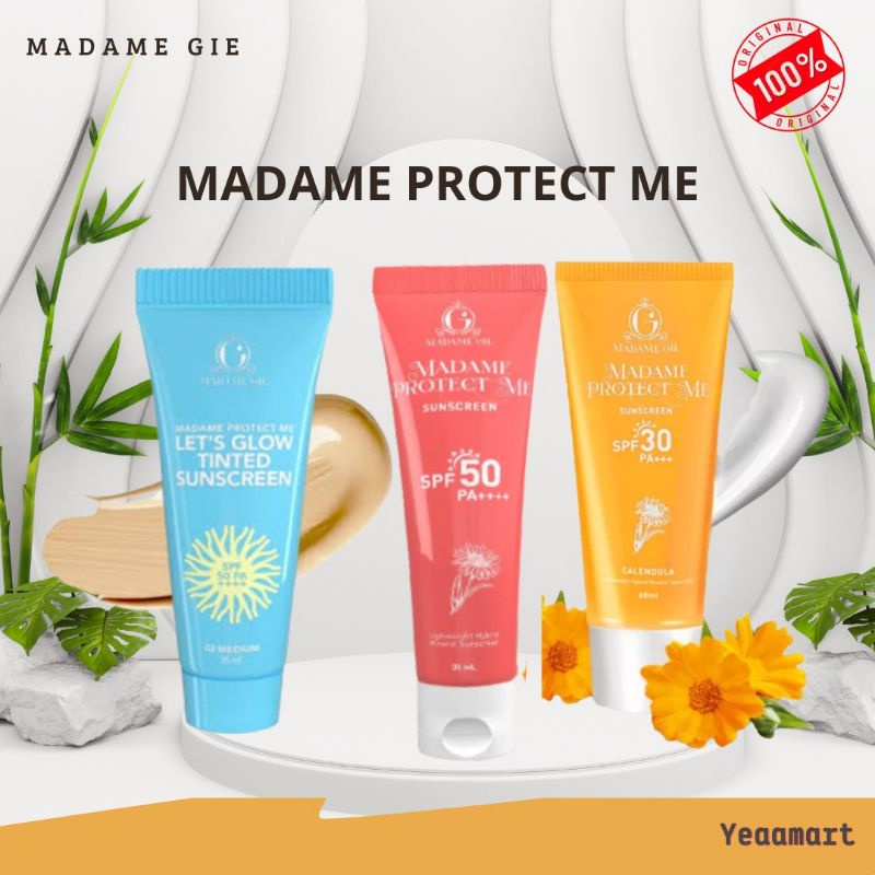 Madame Gie Madame Protect Me Sunscreen | Let's Glow Tinted Sunscreen SPF 50 Pa++++ | SPF 30 Pa+++ With Calendula