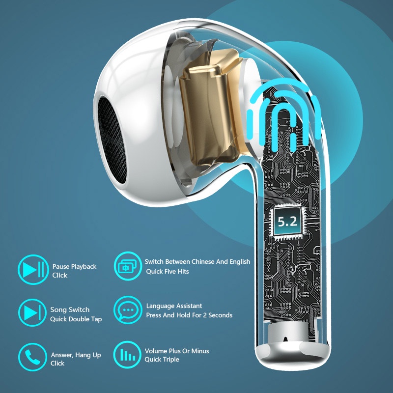 M16 PRO HIFI Stereo Smart Digital Display Gaming No Delay Headset Bluetooth Ultra-Long Battery Life Sweat-proof Wireless Earphone