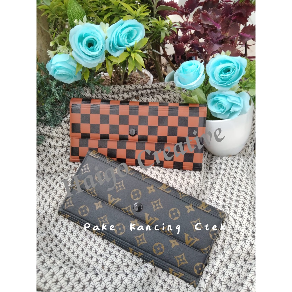 DOMPET LV KOTAK MOTIF-ORGANIZIER KEUANGAN BULANAN-PENUTUP PAKE KANCING CTEK