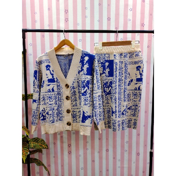 One Set Rajut Wanita /One Set Rajut Motif /Rok Rajut